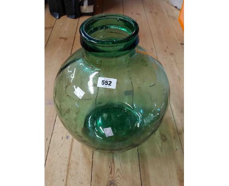 A an old Viresa green glass carboy of globe form