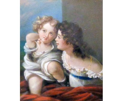 A gilt framed and slipped watercolour portrait of two 19th Century children - 30cm X 25cm