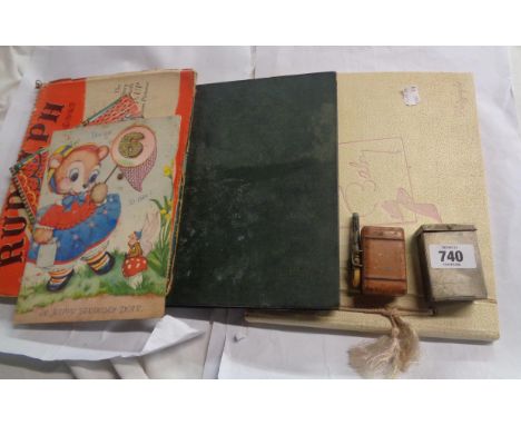 A baby photo album and other children's books - sold with a quantity of birthday cards, a novelty trinket box, etc.