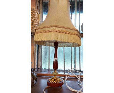 A vintage phenolic and onyx table lamp with gilt metal fittings - a/f - sold with a shade