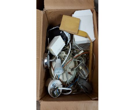 A box containing a quantity of assorted lamps and light fixtures