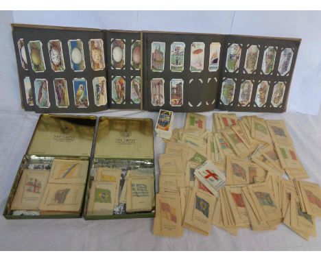 Two vintage 'Greys' tins containing Kensitas silk flags - sold with two albums containing complete and part sets of Ogdens, W
