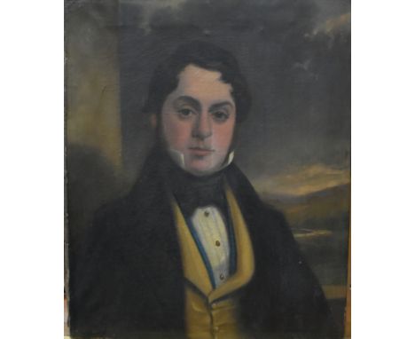 English school - A pair of 19th century companion portraits of a man and woman, 76 x 63 cm to/w a 19th century portrait of a 