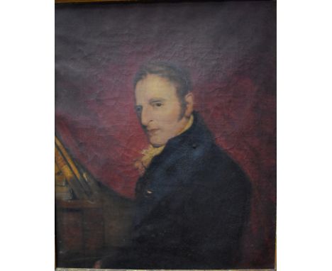 English school - Portrait of a gentleman before red cloth, 19th century, oil on canvas, 74 x 62 cm  Condition Report Losses, 
