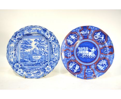 The Coysh Collection - A 19th century John & William Ridgway pearlware blue transfer printed  'Angus Seats Series' plate, c. 