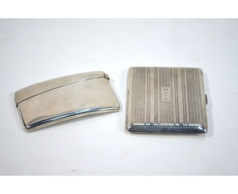 A US Tiffany & Co Sterling card case with engine-turned decoration, to/w an Edwardian silver hip-pocket visiting card case, H