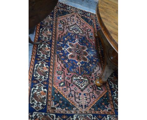 Persian Brojerd rug with geometric design on rust ground + wide repeating border 2.05 x 1.30 m