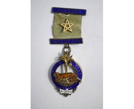 Masonic - A silver gilt and enamel medal, Victoria Nyanza Lodge, Founder Uganda 1910, no 3492, by Spencer, London, 1907