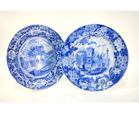 The Coysh Collection - A 19th century Don Pottery blue transfer printed plate decorated with 'A View in Palma' from the 'Name