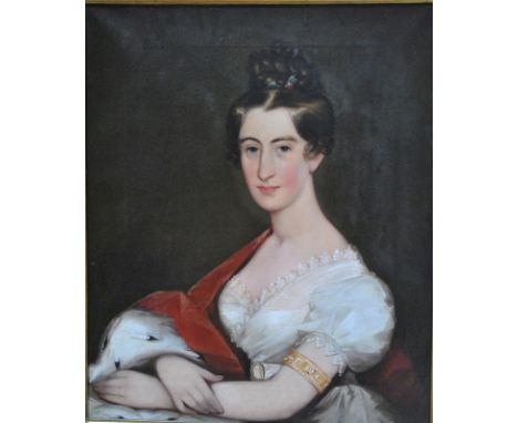 English school - Portrait of Annie Scott Brown, nee Mawn, born Massachusetts 1806 died Florence 1869, oil on canvas, 74 x 61 