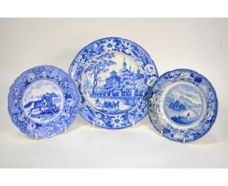 The Coysh Collection - Three 19th century blue transfer printed plates - A pearlware plate decorated with a view of 'Pashkov 