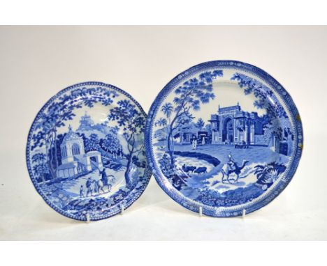 The Coysh Collection - Two 19th century John Rogers & Son pearlware plates, c. 1814-36, one decorated with 'The Camel' patter