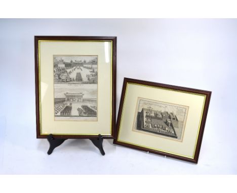 Two European engravings: one entitled 'The Observatory at Pekin' after a drawing by the French Jesuit, Pere Louis Le Comte (1