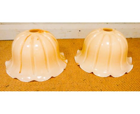 A pair of mid 20th century opaque glass bell shaped lamp shades  
