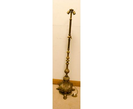 A heavy Victorian decorative brass standard lamp 