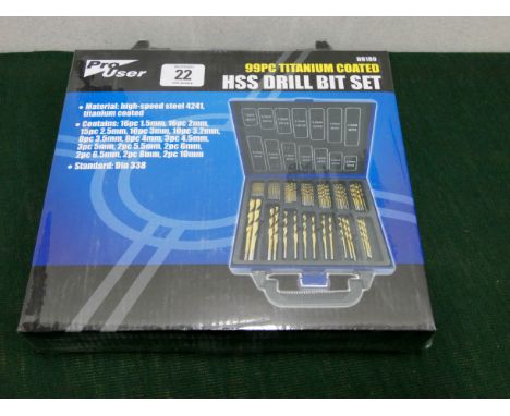 A new 99 piece titanium coated HSS drill bit set 