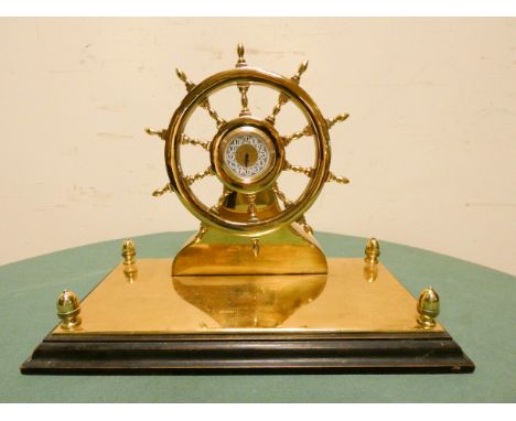 Heavy brass ships wheel mantle clock 