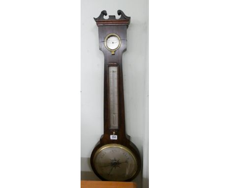A Georgian style mahogany banjo wall barometer 