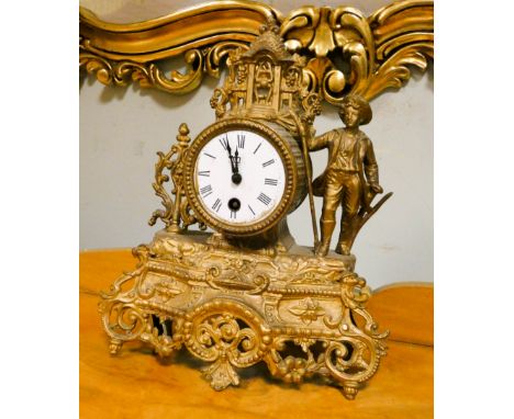 A decorative gilt metal French mantle clock 
