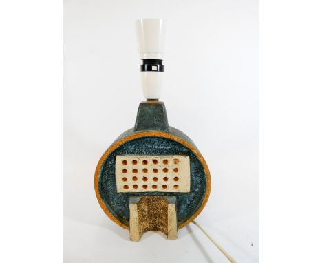 A Troika pottery wheel shaped lamp base, signed on base Lynda Jones, height to top of fixing 30cms   Good condition
