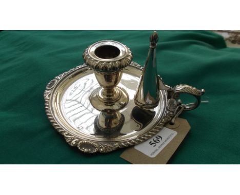 Georgian style silver plated chamber stick with snuffer