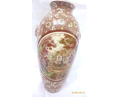 Royal Worcester brown ground regency ware urn shaped vase