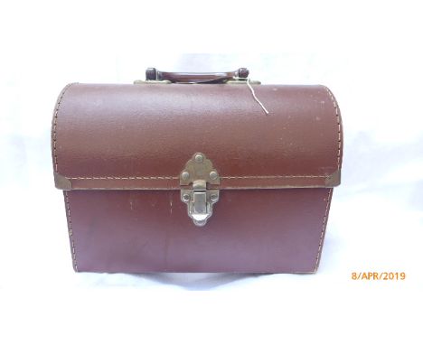 Piano tuners tools and accessories in domed leather carrying box  