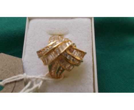 Stylish ring set with diamond simulants (Size O 1/2)