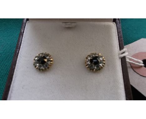 Pair of rosette single ruby stone stud earrings in presentation box