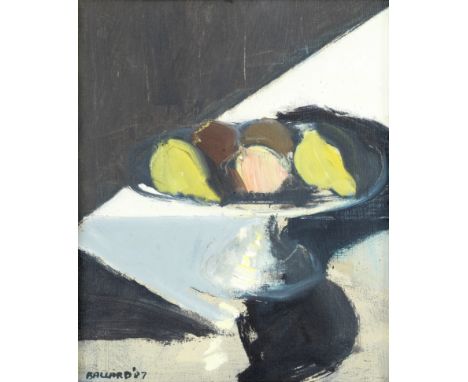 Brian Ballard R.U.A. (Irish, born 1943)Silver With Fruit signed and dated 'BALLARD '87' (lower left)oil on canvasboard31.5 x 