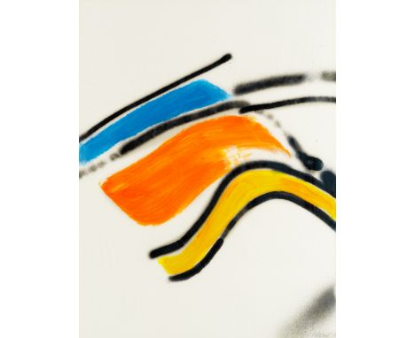 Sandra Blow R.A. (British, 1925-2006)Study for a Lithograph signed and dated 'Blow '68' (lower right)acrylic and spray paint 