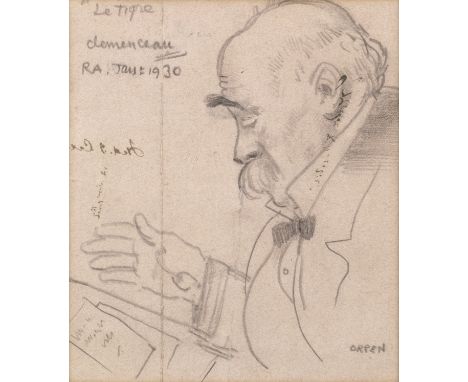 Sir William Orpen N.E.A.C., R.A., H.R.H.A. (British, 1878-1931)Portrait of Georges Clémenceau signed 'ORPEN' (lower right), t