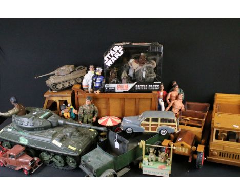 Collection of various toys and games to include quantity of Hasbro Action Man figures featuring Scuba Diver, Soldier, etc, 3 
