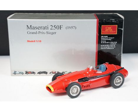 Boxed 1/18 CMC Exclusive Modelle M-051 Maserati 250F Grand-Prix Sieger 1957 diecast model, contained within polystyrene packa