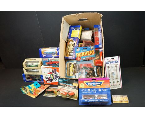 Around 40 Boxed / carded diecast models to include Dinky Chevy Convertible No. 130, Majorette, Galoob Micro Machines #19 Conv