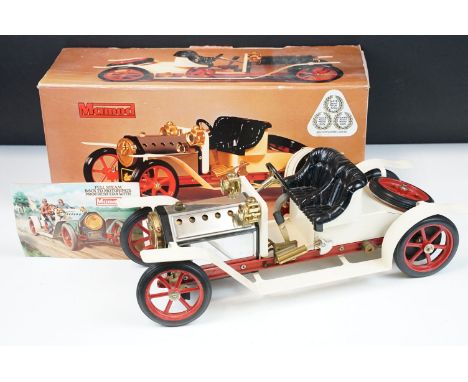 Steam Engine - Boxed Mamod SA1 Steam Roadster Steam Engine, in main body white with red spoked wheels and black interior, com