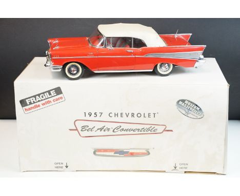 Boxed 1/12 scale Danbury Mint Museum Masterpiece The 1957 Chevrolet Bel Air Convertible in red colourway, contained within or