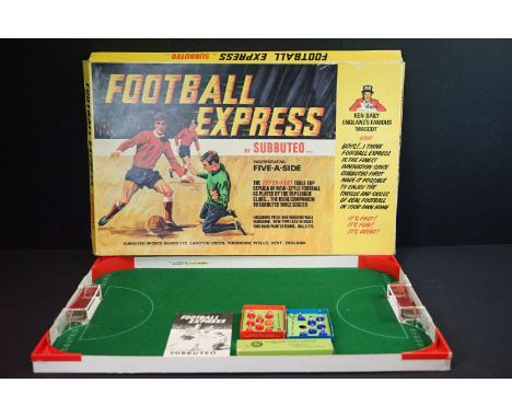 Boxed Subbuteo Football Express set with pitch/board, 2 x teams and a boxed C105 set of goalkeepers 