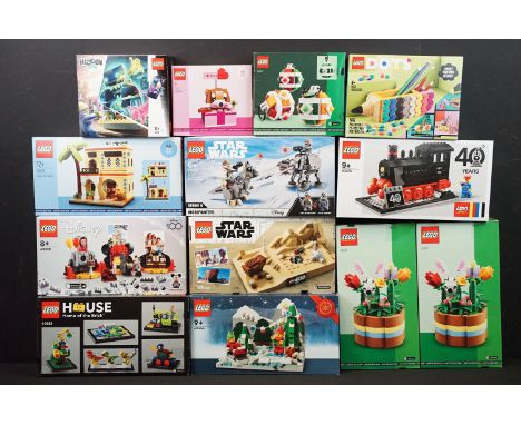 Lego - 13 Boxed Lego sets to include 40563 Home Of The Brick Tribute To Lego House, 40600 Disney 100 Years Celebration, 40590