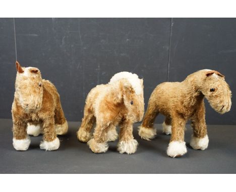 Merrythought - Three Merrythought straw filled Old Faithful Foals / Horses teddy bears, possibly shires, with Merrythought la