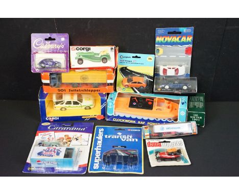 14 Boxed / carded diecast &amp; plastic models to include Corgi, Novacar, Majorette, Herpa, ERTL etc 
