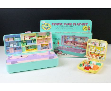 Polly Pocket - Three Bluebird Polly Pocket playsets to include boxed Pencil Case Play-Set with 11 x figures and some other re