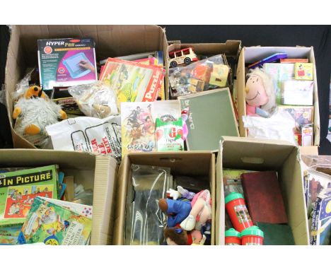 Large quantity of various toys and games to include a variety of The Wombles teddies and figures, board games, boxed games fe
