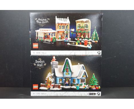 Lego - Two boxed Winter Village Collection Lego sets to include 10293 Santa's Visit and 10308 Holiday Main Street, both facto