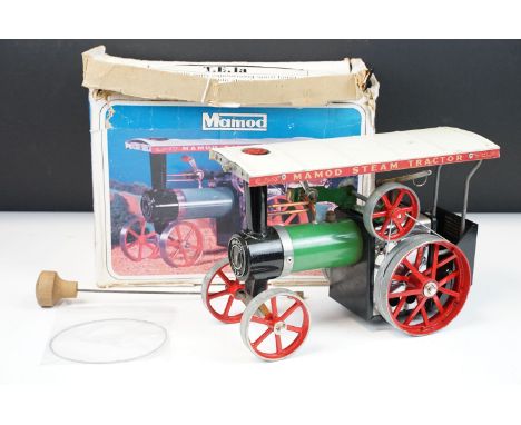 Steam Engine - Boxed Mamod TE1A Steam Tractor Steam Engine, in main body green with red spoked wheels, steering spoke and coa