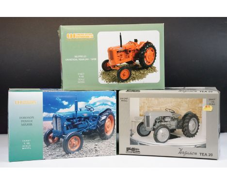 Three boxed 1/16 scale Universal Hobbies diecast model tractors to include MUH2690 Massey Ferguson TEA 20 Tractor, UH2715 Nuf