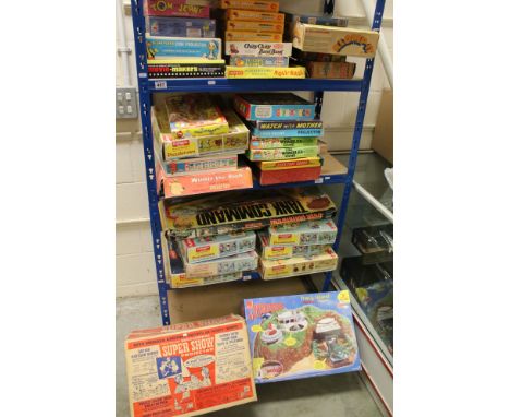 Large collection of vintage boxed games and toys to include Disney Cine Projector, Super Show Projector, 4 x Basil Brush Plas