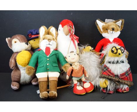 Merrythought - Eight Merrythought dolls / teddies to include Noddy with bell, 2 x The Wombles teddies featuring Bulgaria Colb