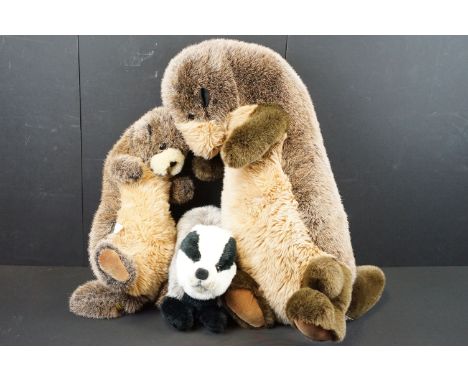 Merrythought - Three large Merrythought teddy bears to include No. 36 Baby Otter, No. 46 Mother Otter and No. 27 Badger, all 