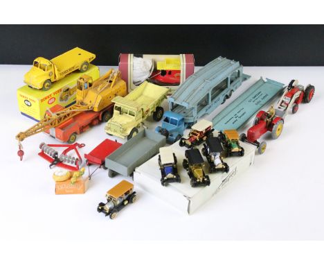 Boxed Dinky 419 Leyland Cement Wagon diecast model, plus 8 x play worn Mid 20th C diecast models featuring Dinky and Corgi to